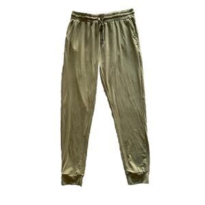 Green Soft Drawstring Pocketed Joggers Athleisure Lounge Lazy Days Sz L